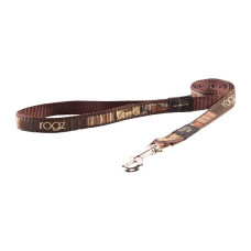 Rogz - Поводок для собак "Fancy dress", S, ширина 1,1 см, длина 1,8м, "Кофейные косточки" (FIXED LEAD)