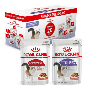 Royal Canin - Паучи кусочки в соусе для кастрированных кошек 1-7 лет 10 шт + паучи кусочки в соусе для кошек 1-7 лет 10 шт, мультипак