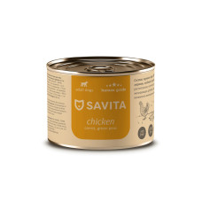 SAVITA - Консервы для собак «Курица с морковью и зеленым горошком», упаковка 24шт x 0.24кг