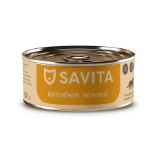 SAVITA - Консервы для кошек и котят, цыпленок нежный, упаковка 12шт x 0.1кг