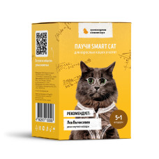 Smart Cat - Набор паучей 5+1 в подарок для кошек и котят: кусочки курочки в нежном соусе 52543