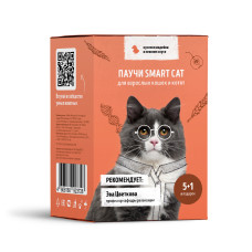 Smart Cat - Набор паучей 5+1 в подарок для кошек и котят: кусочки индейки в нежном соусе 52546