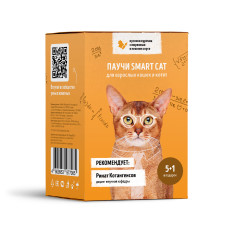 Smart Cat - Набор паучей 5+1 в подарок для кошек и котят: кусочки курочки с морковью в нежном соусе 52547