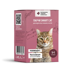 Smart Cat - Набор паучей 5+1 для кошек и котят: кусочки кролика с морковью в нежном соусе