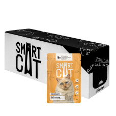 Smart Cat - Паучи для кошек и котят кусочки курочки с тыквой в нежном соусе, упаковка 25 шт