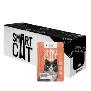 Smart Cat - Паучи для взрослых кошек и котят, кусочки индейки в нежном соусе, упаковка 25 шт