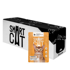 Smart Cat - Паучи для кошек и котят, кусочки курочки с морковью в нежном соусе, упаковка 25 шт