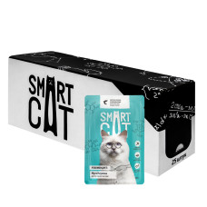 Smart Cat - Паучи для кошек и котят кусочки лосося в нежном соусе, упаковка 25 шт
