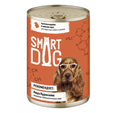 Smart Dog - Консервы для собак и щенков кусочки индейки в нежном соусе, упаковка 12шт x 0.24кг