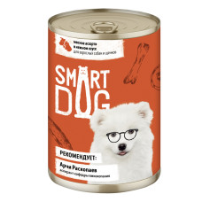 Smart Dog - Консервы для собак и щенков мясное ассорти в нежном соусе, упаковка 12шт x 0.24кг