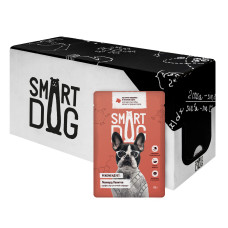 Smart Dog - Паучи для взрослых собак малых и средних пород кусочки говядины в нежном соусе, упаковка 25 шт