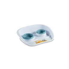 Stefanplast - Подставка Set Dinner бело-синяя с мисками, 0,2 и 0,3л (SET DINNER BLU ACCIAIO) 97774