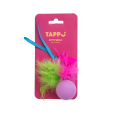 Tappi - Игрушка "Нолли" для кошек  мяч с хвостом из пера марабу и лент