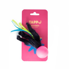 Tappi - Игрушка "Нолли" для кошек мяч с хвостом из натурального меха норки и лент