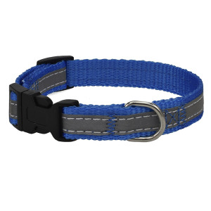 Ошейник для собак со светоотражающей лентой "Диока", синий, 24-35см