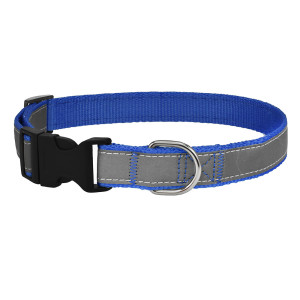 Ошейник для собак со светоотражающей лентой "Юнлан", синий, 30-50см