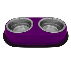 Двойная миска с нескользящим покрытием, фиолетовая "Лахар", 400мл