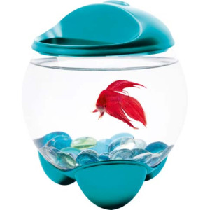 betta bubble бирюзовый аквариум-шар для петушков с освещением 1,8 л