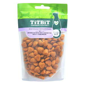TiTBiT - Жевательный снек для кошек, профилактическое лакомство dent с говядиной