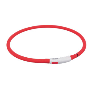 Trixie - Мигающее кольцо для собак USB, силикон, XS–XL: 70 см/ф 10 мм, красный 