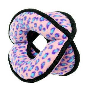 Tuffy - Супер прочная игрушка для собак Мяч-кольцо четырехсторонний, розовый леопард, прочность 9/10 (Ultimate 4WayRing Pink Leopard) T-U-4WR-PL