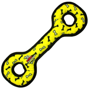 Tuffy - Супер прочная игрушка для собак Буксир для перетягивания с  кольцами, желтый, прочность 9/10 (Ultimate Tug-O-War Yellow Bone) T-U-T-YB