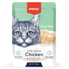 Wanpy - Пауч для кошек из курицы и гребешка
