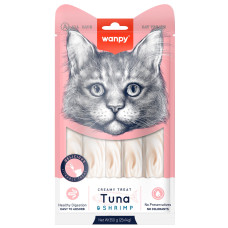 Wanpy - Лакомство для кошек "нежное пюре" из тунца и креветками 25 шт х14 г