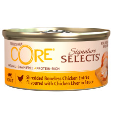 CORE - Консервы для кошек, из курицы с куриной печенью в виде фарша в соусе, signature selects