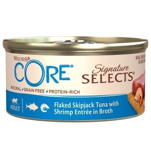 CORE SIGNATURE SELECTS консервы из тунца с креветками в виде кусочков в бульоне для кошек