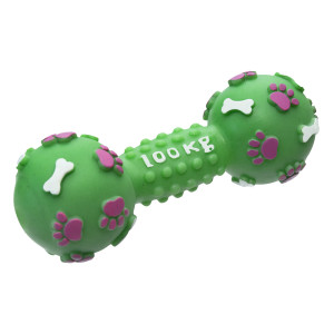 Игрушка для собак "Гантель 100кг", зеленый, 15см