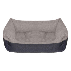 Yami-Yami - Лежак прямоугольный пухлый, с подушкой, серый, 55*40*19см