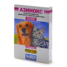 Агроветзащита - Азинокс, Таблетки от глистов для собак и кошек, 6 шт.