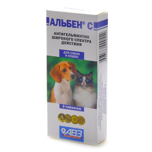 Агроветзащита - Альбен С, Таблетки от глистов для собак и кошек, 3 шт.