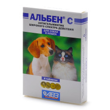 Агроветзащита - Альбен С, Таблетки от глистов для собак и кошек, 6 шт.