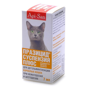 Апи-Сан - Празицид-суспензия Плюс для кошек от глистов, 7 мл