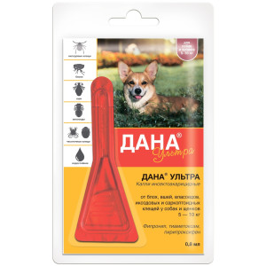 Дана Ультра - Капли для собак и щенков 5-10 кг  на холку, 1 пипетка 0,8 мл. 
