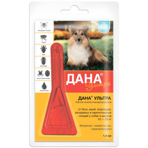 Дана Ультра - Капли для собак и щенков 10-20 кг  на холку, 1 пипетка 1,6 мл.