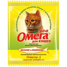 Астрафарм - Омега Neo витамины для кошек с морскими водорослями,15 таб.(саше)