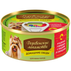 Деревенские лакомства - Консеры для собак "Рубленая говядина с языком и овощами"