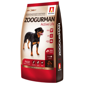 Зоогурман - Корм для активных собак средних и крупных пород,индейка 9211
