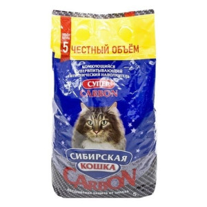 Сибирская кошка - Супер Carbon Комкующийся наполнитель, 5л